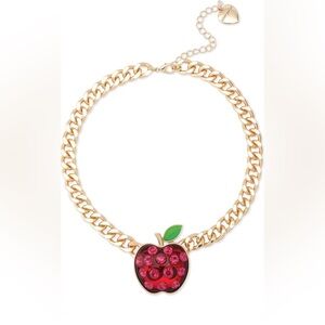 Betsey Johnson Gold Curb Chain Apple Necklace NWT